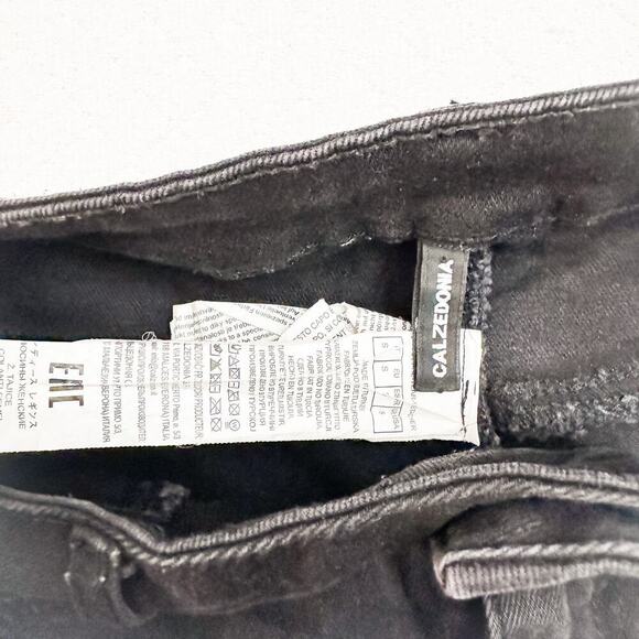 Calzedonia Silver Stud Pearl Accent Frayed Hem Denim Jeans Black Size Small - Picture 5 of 9